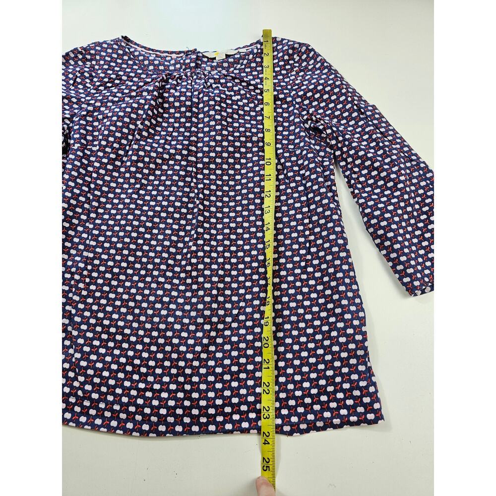 Boden 2 US apple print all over button back relaxed blouse teacher career casual - Picture 7 of 7